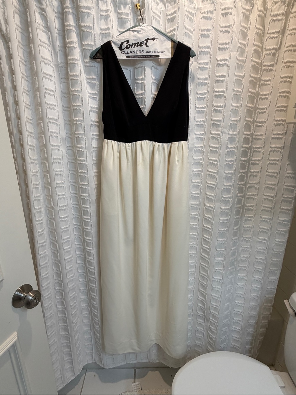 Jill Stuart Black and Cream V-Neck Maxi Dress